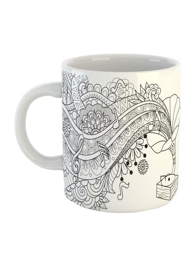 Printed Porcelain Mug White/Black