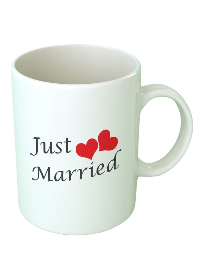Upteetude Just Married Printed Coffee Mug White/Red/Black 