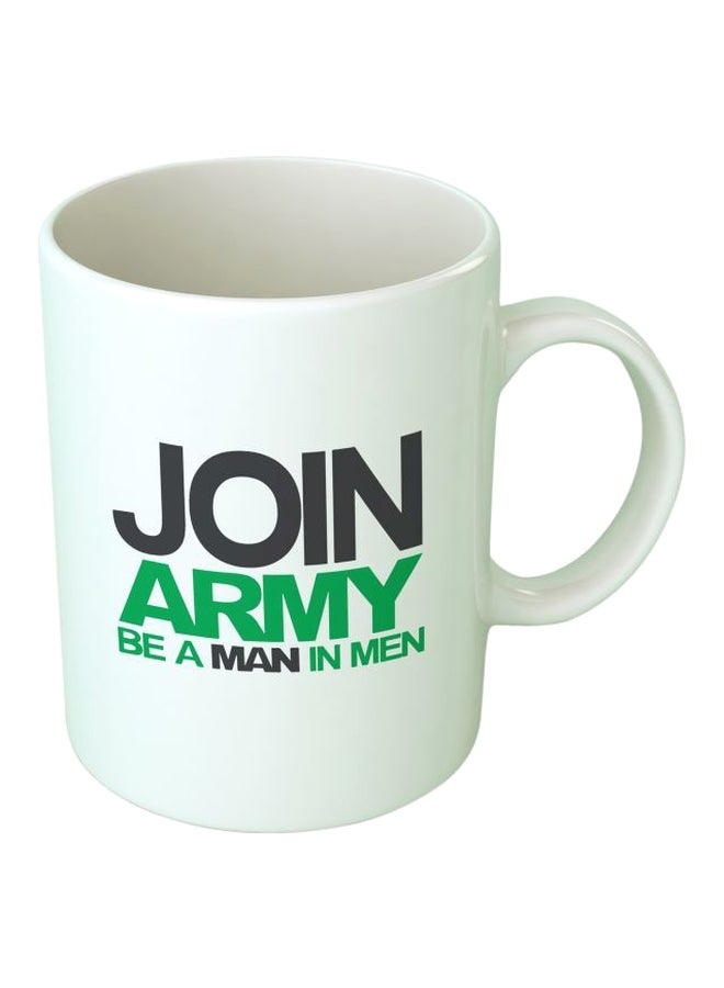 Upteetude - Join Army Printed Coffee Mug White/Black/Green - Image 1