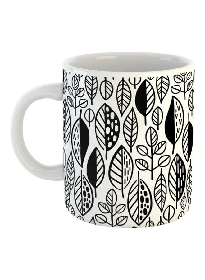 Leaves Printed Mug White/Black