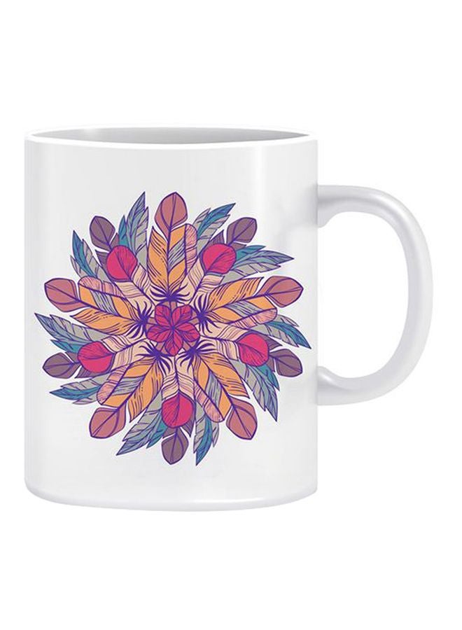 فاست برينت مج قهوة من السيراميك مزين بطبعة زهري/أبيض/أصفر