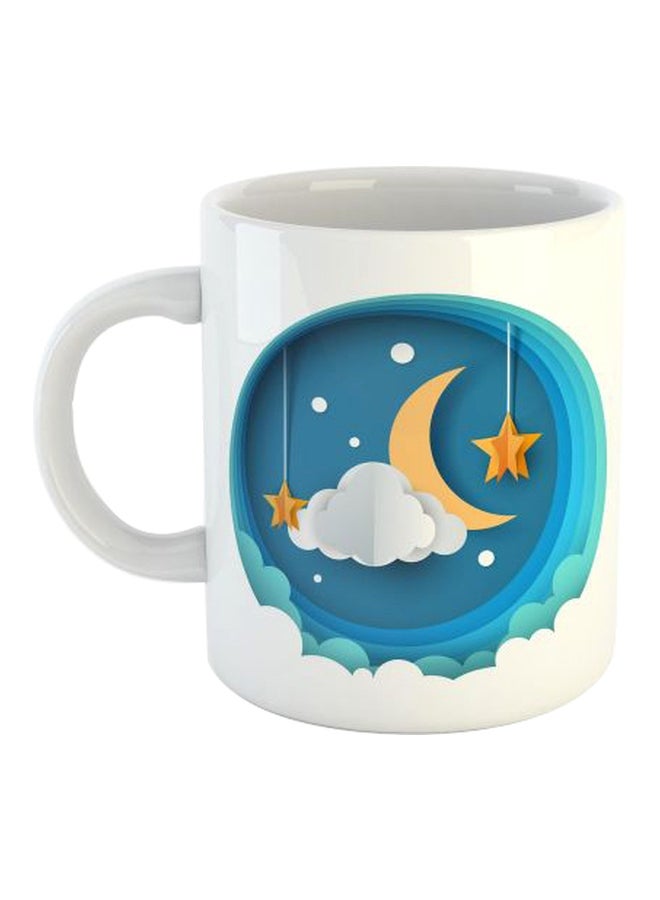 Night Sky Printed Mug White/Blue/Yellow