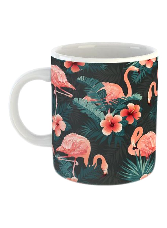 Printed Porcelain Coffee Mug Green/Pink