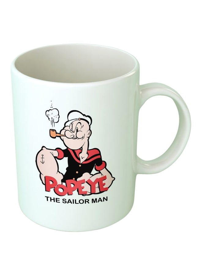 Upteetude Popeye Printed Coffee Mug White/Black/Red 