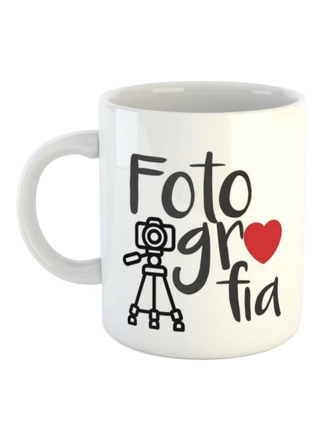 Printed Porcelain Mug White/Black/Red