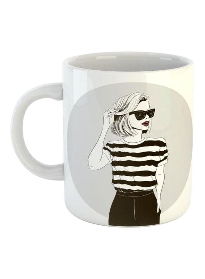 Young Girl Printed Mug White/Black