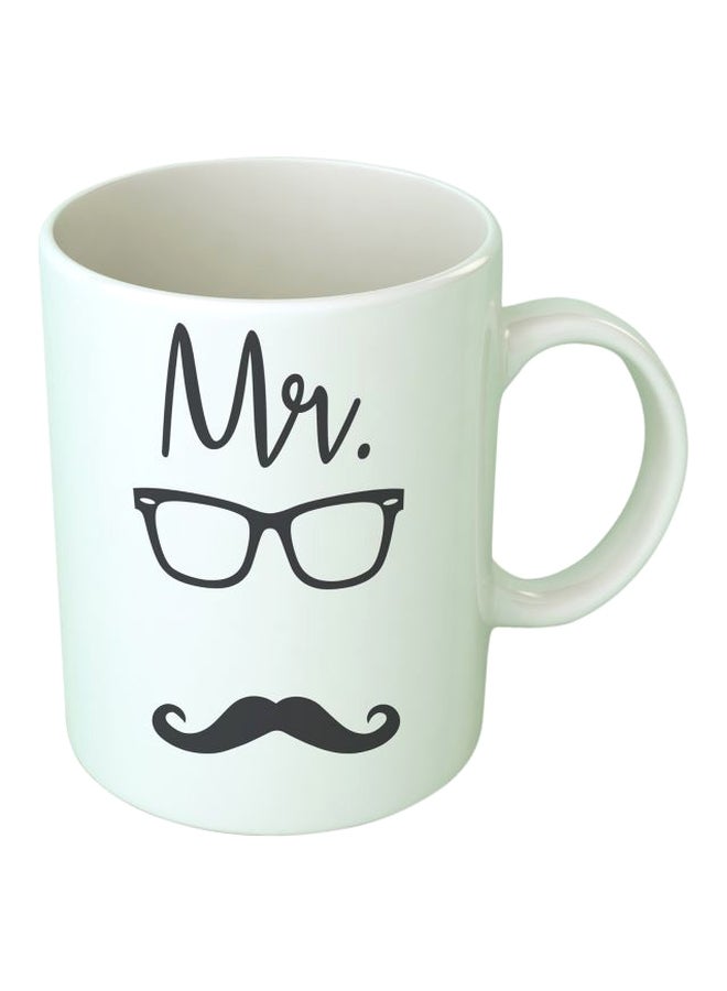 Upteetude - Mr. Printed Coffee Mug White/Black - Image 1