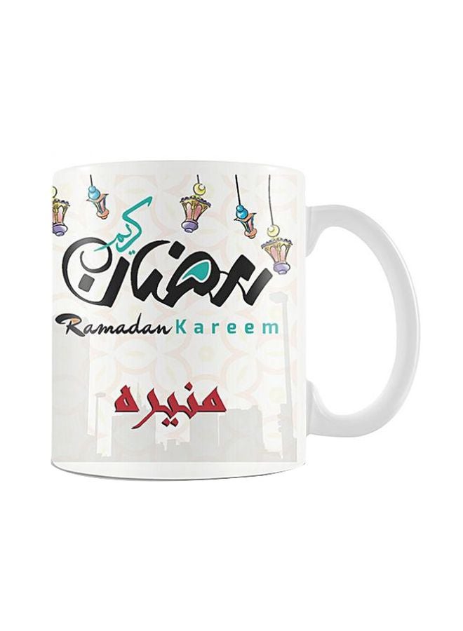 Fast Print Ramadan Kareem Printed Ceramic Mug White/Blue/Black