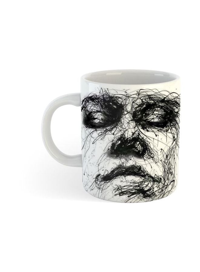 Printed Porcelain Coffee Mug White/Black