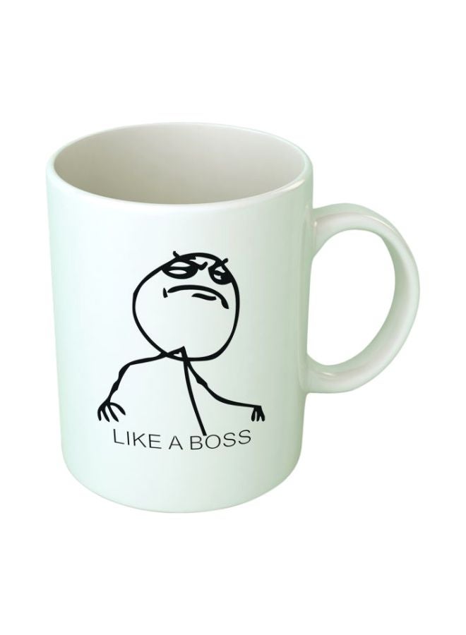 Upteetude - Like A Boss Printed Coffee Mug White/Black - Image 1