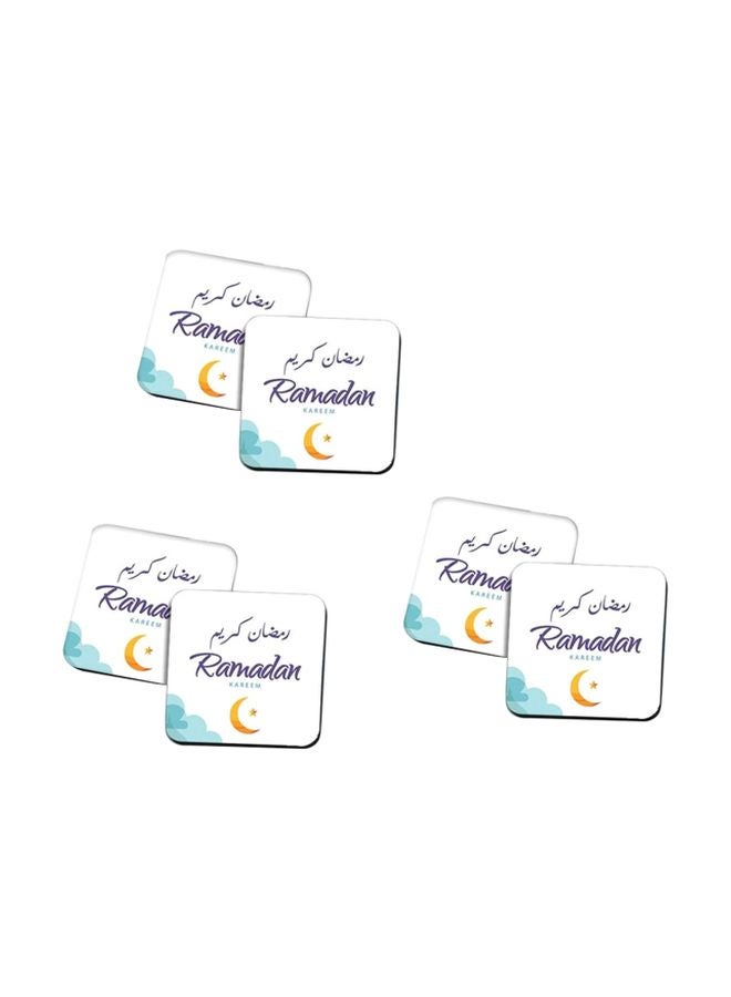 برنتيك طقم قواعد أكواب خشبي مكون من 6 قطع أبيض/أزرق