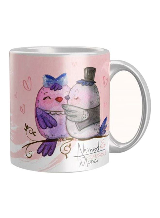 Printed Ceramic Coffee Mug Pink/Blue/Grey One Size