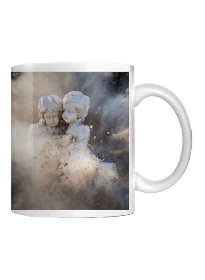 فاست برينت مج من السيراميك بطبعة أبيض/رمادي