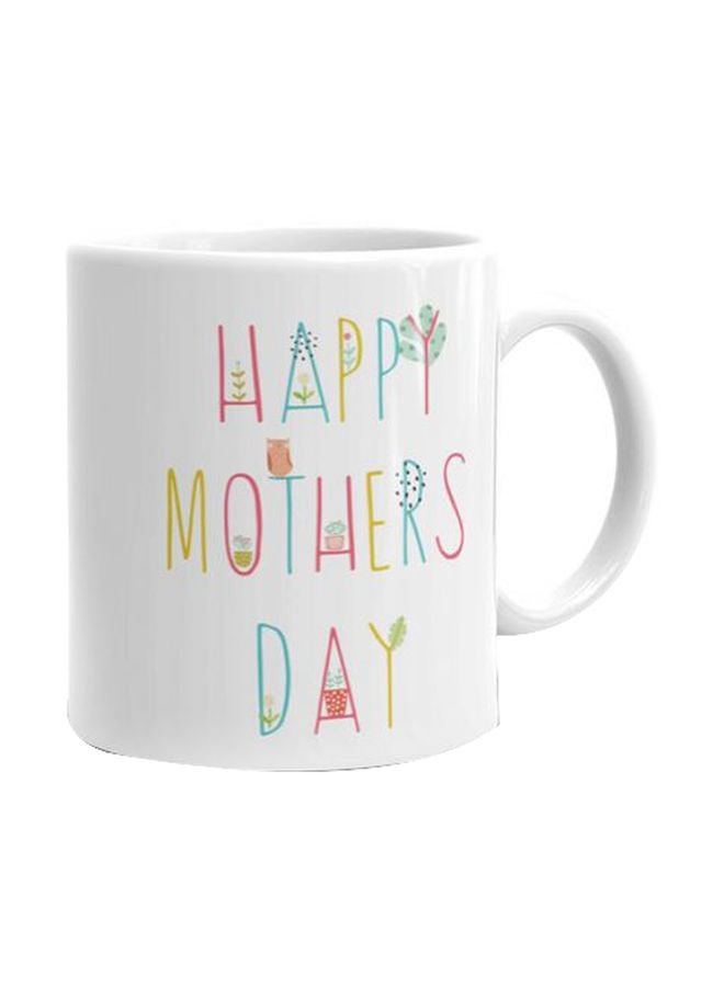 فاست برينت مج من البورسلين بطبعة تحمل عبارة Happy Mothers Day أبيض/وردي/أخضر