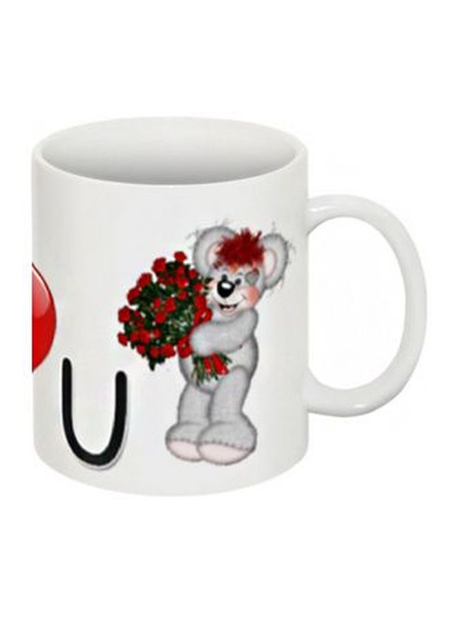 مج قهوة بطبعة على شكل الدبدوب تيدي رمادي/ أحمر/ أبيض - Image 3