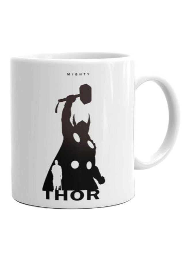 فاست برينت مج سيراميك مطبوع عليه صورة بطل فيلم "Thor" أبيض/ أسود