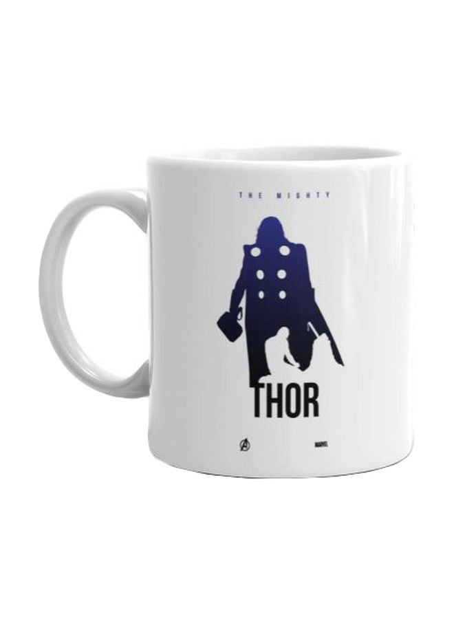 فاست برينت مج سيراميك مطبوع عليه صورة بطل فيلم "Thor" أبيض/ أسود