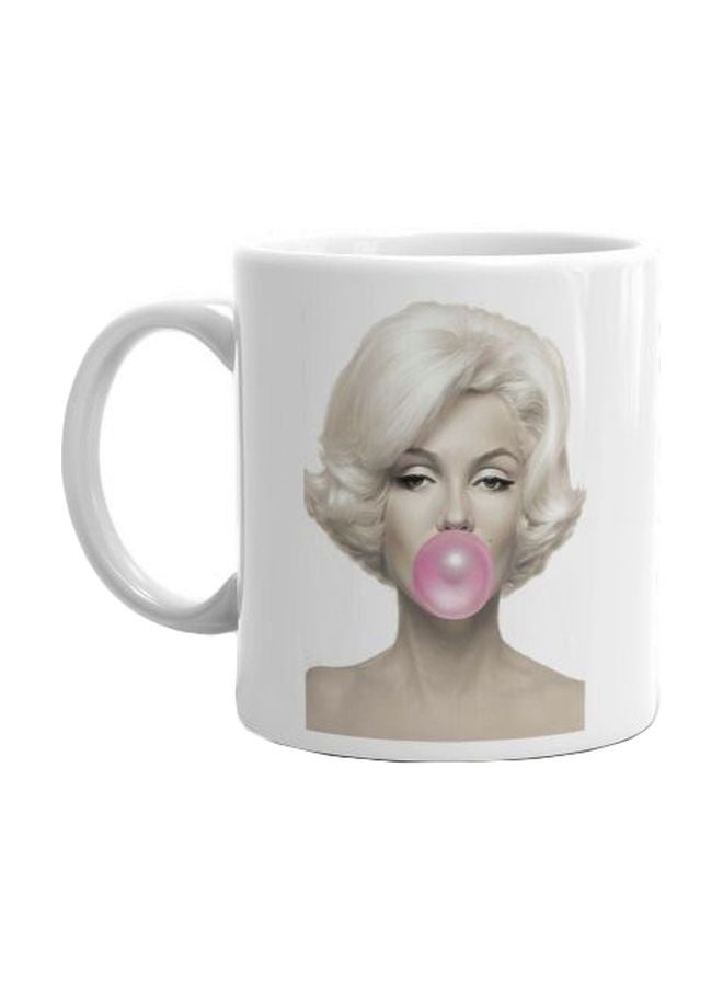 فاست برينت مج من السيراميك بطبعة أبيض/ بيج/ وردي