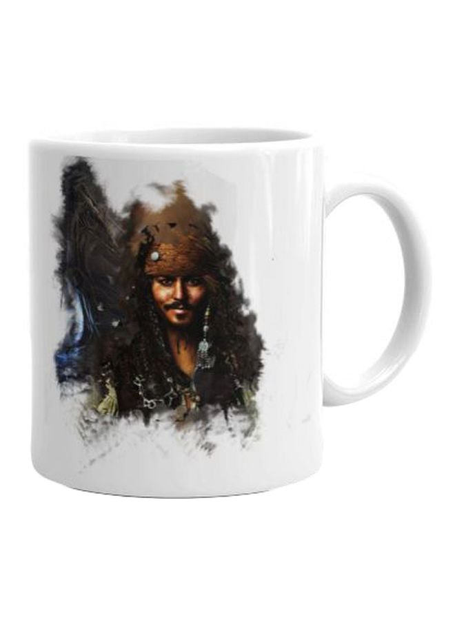 Fast Print Jack Sparrow Printed Mug White/Black/Beige