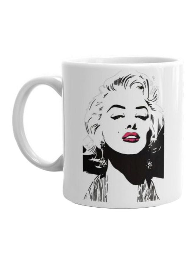 فاست برينت مج قهوة من السيراميك مزين بطبعة أبيض/ أسود