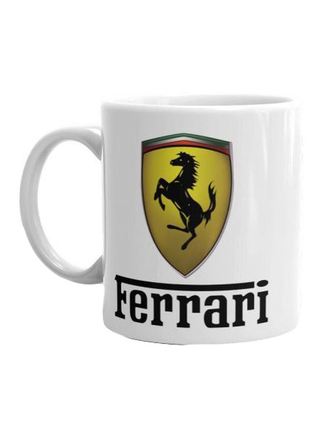 Fast Print Ferrari Printed Ceramic Mug White/Black/Yellow Standard