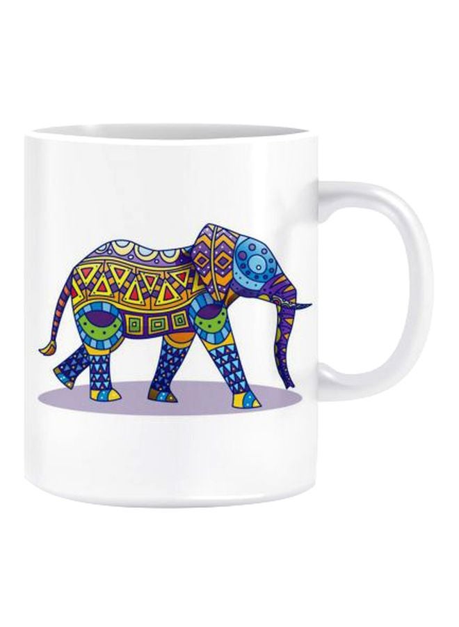 فاست برينت مج مطبوع بنفشة فيل أبيض/أزرق/أصفر