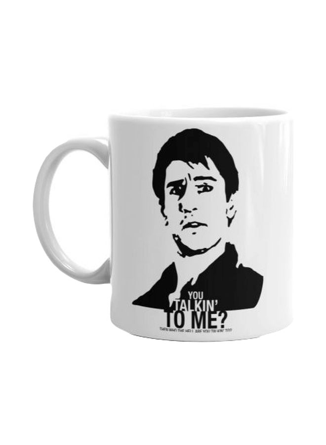 فاست برينت مج مزين بطبعة عبارة "You Talking To Me" أبيض/ أسود