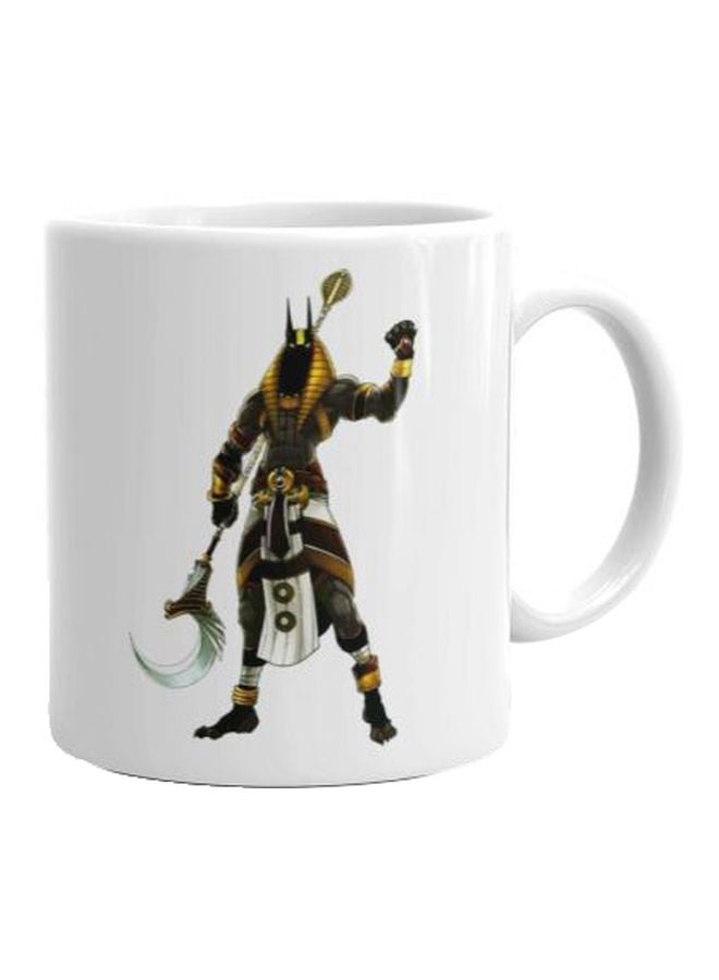 فاست برينت مج مزين بطبعة أنوبيس أبيض/أسود/أصفر