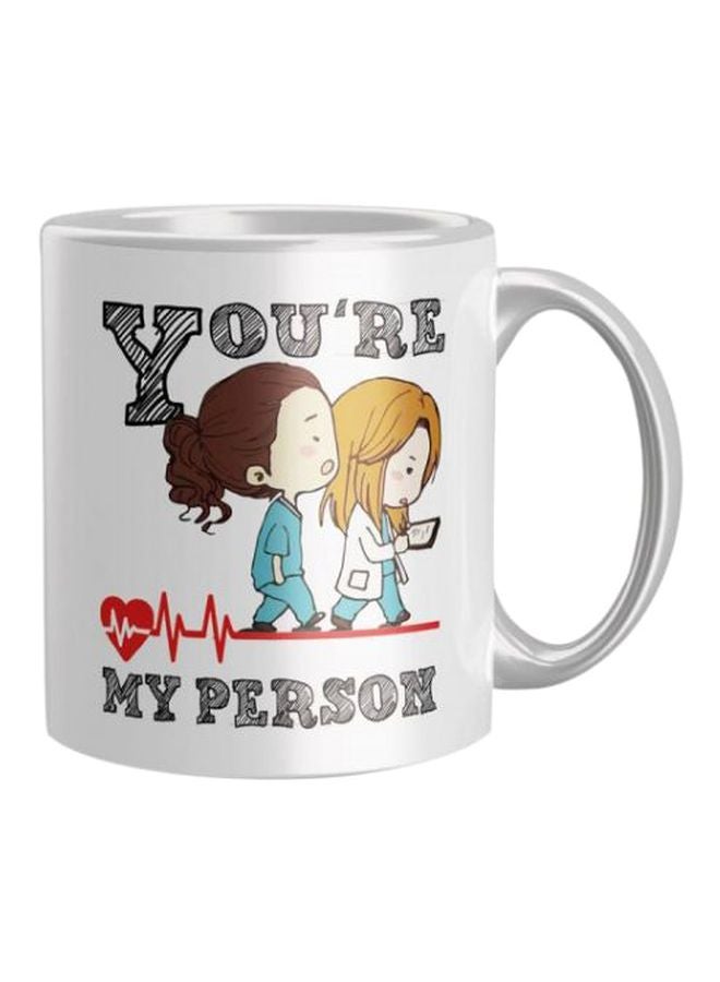 آي برينت قدح قهوة مطبوع أبيض/بني/أحمر One Size