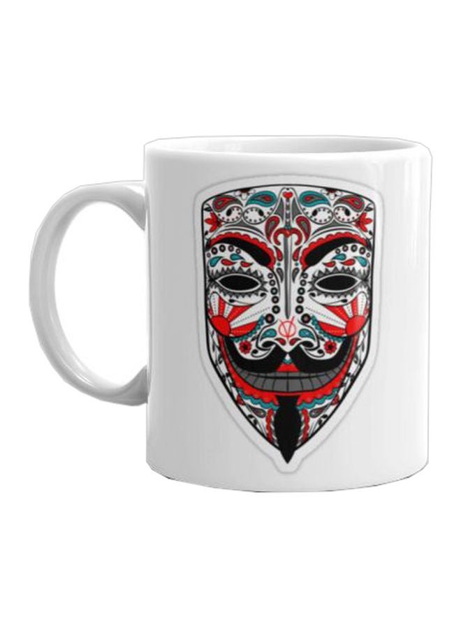 فاست برينت مج سيراميك مزين بطبعة أبيض/أحمر/أسود