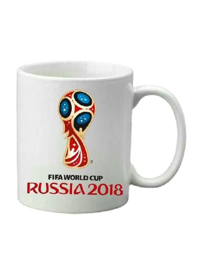فاست برينت مج من السيراميك بطبعة تصميم كأس العالم 2018 أبيض/أحمر/أزرق