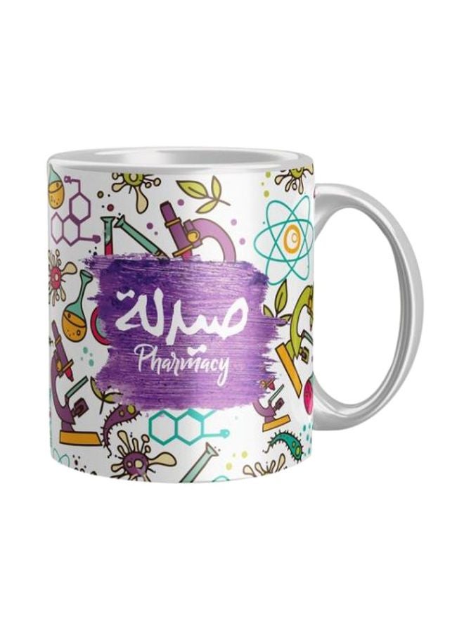 قدح قهوة مطبوع أبيض/أرجواني/أزرق One Size