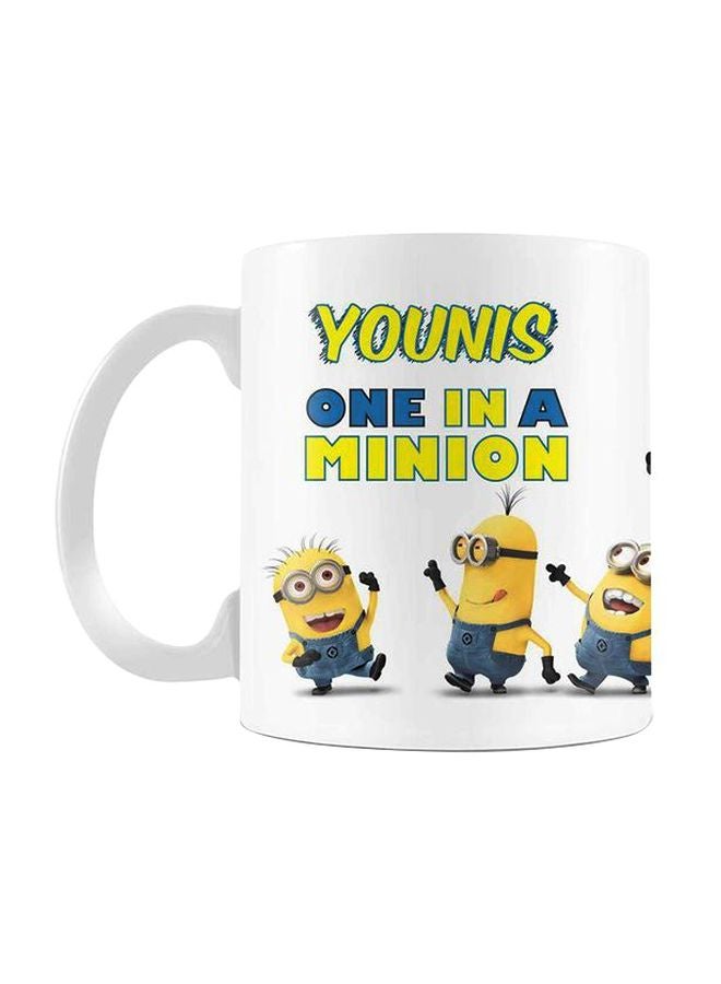 Fast Print One In A Minion Printed Ceramic Mug White/Blue/Yellow