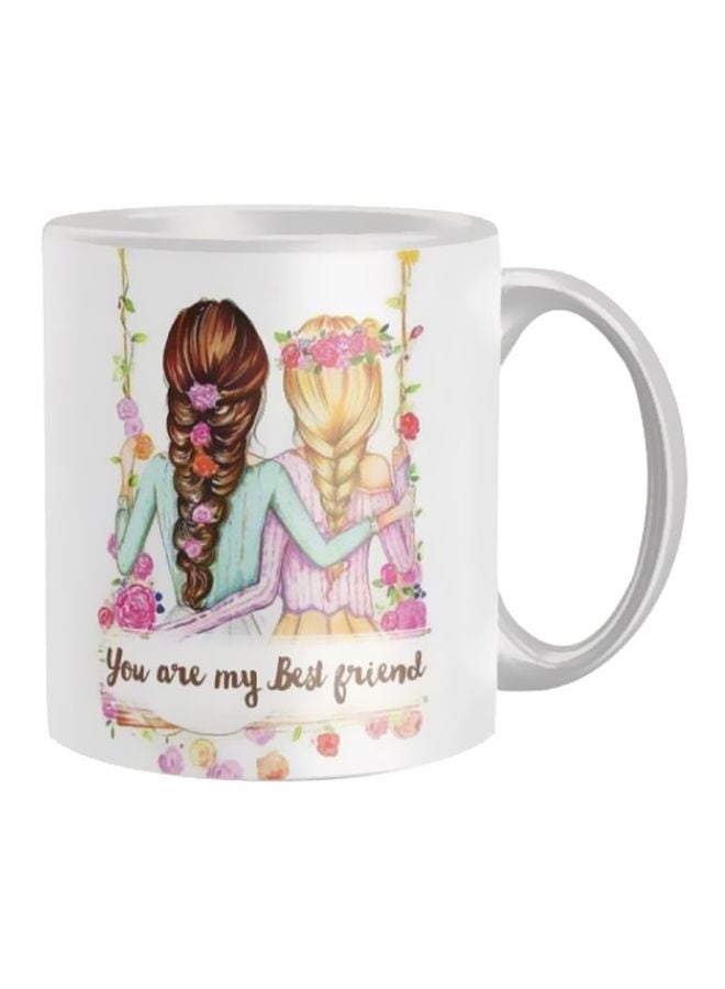 قدح قهوة مطبوع أبيض/ وردي/ بيج One Size