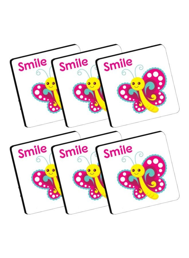 Artistic Touch 6-Piece Printed Coasters Set White/Pink/Yellow 9x9cm
