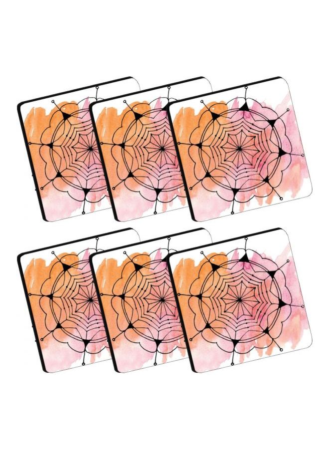 Artistic Touch 6-Piece Decorative Coaster Set White/Pink/Orange 9x9cm