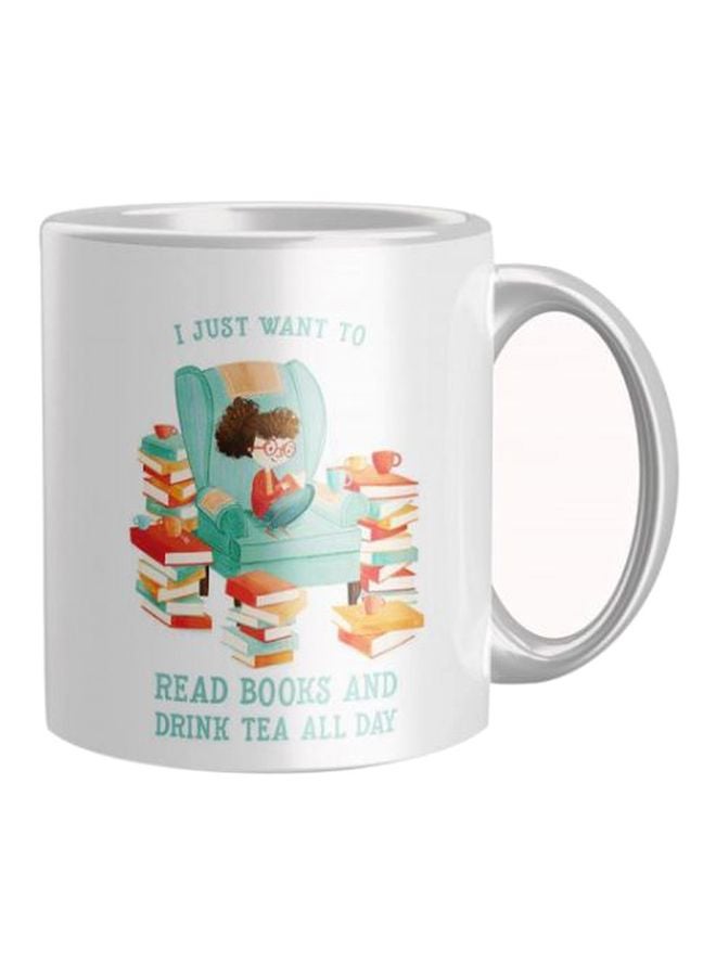 Printed Coffee Mug White/Green/Brown One Size