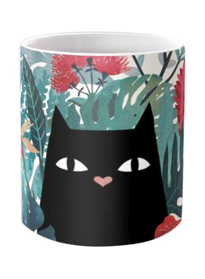 Printed Ceramic Coffee Mug Black/Green/White One Size