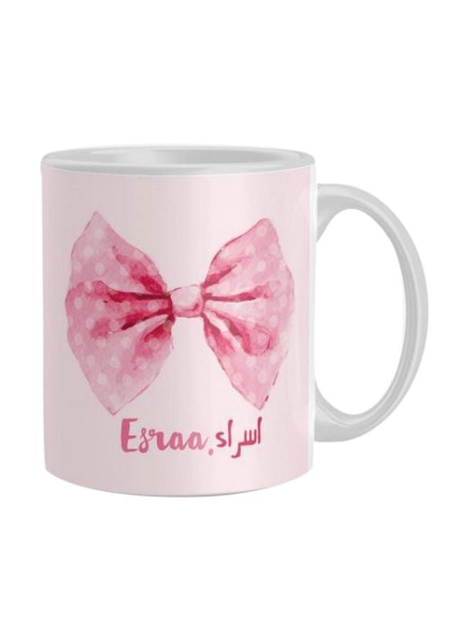 آي برينت قدح قهوة مطبوع وردي/أبيض One Size