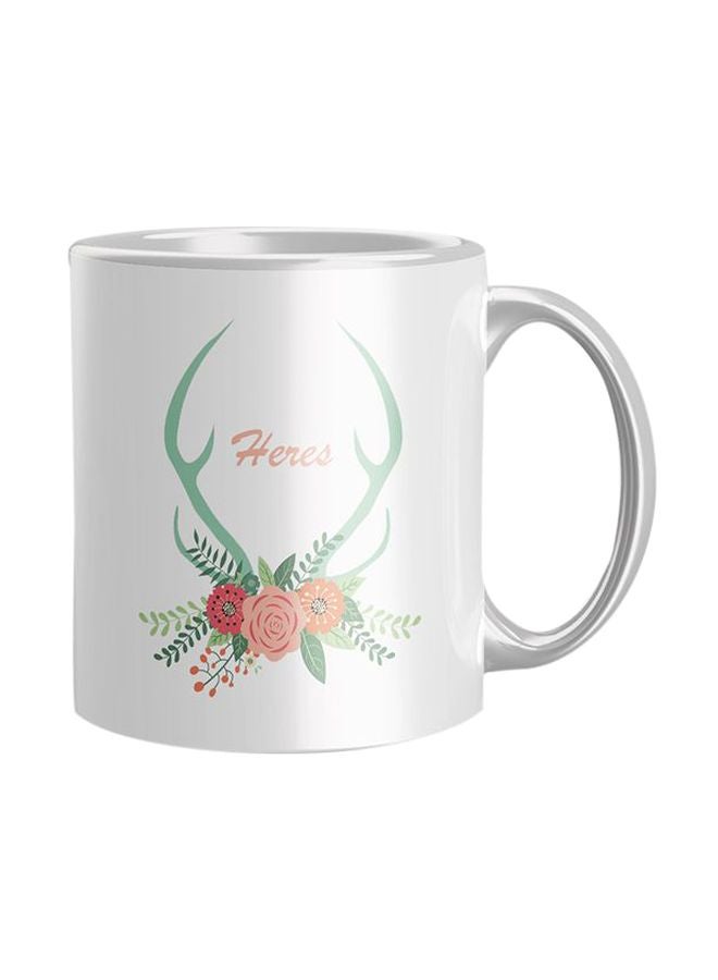 Printed Coffee Mug White/Green/Red One Size