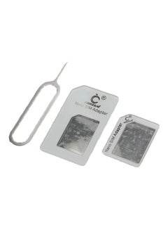 2-Piece Nano Sim Adapter With Ejecter Pin For Apple iPhone 4S/5 White