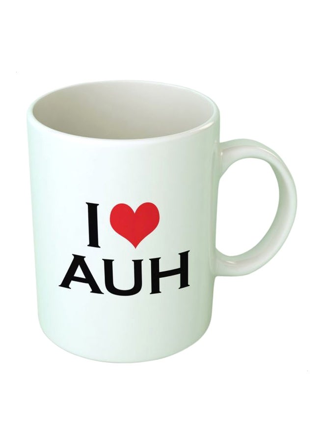 فاست برينت مج مطبوع عليه عبارة "I Love AUH" أبيض/أسود/أحمر