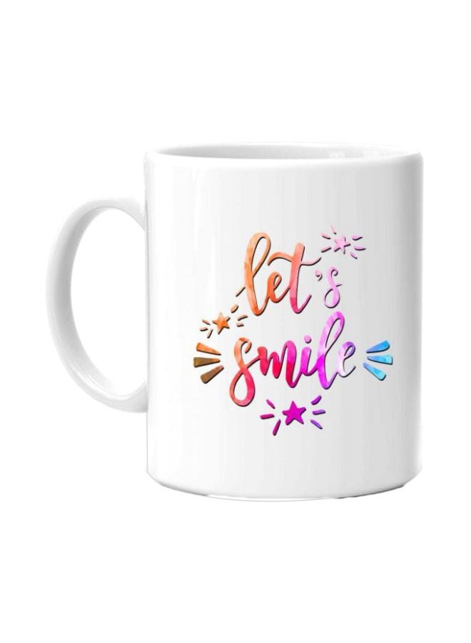 Fast Print Let's Smile Printed Mug White/Beige/Purple 350ml