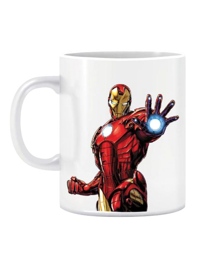 Fast Print Iron Man Printed Ceramic Mug White/Gold/Red