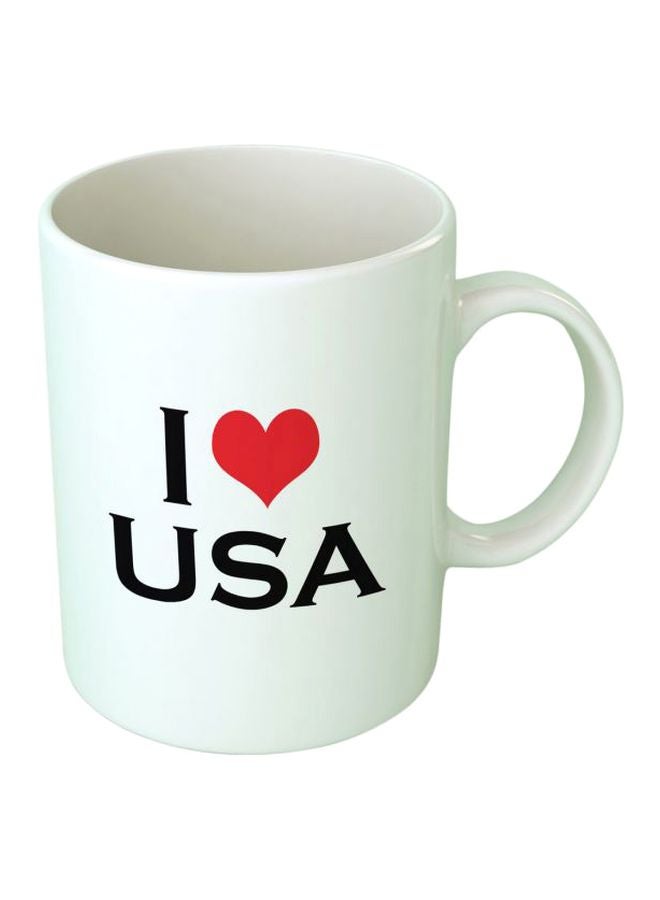 Fast Print I Love USA Printed Mug White/Black/Red