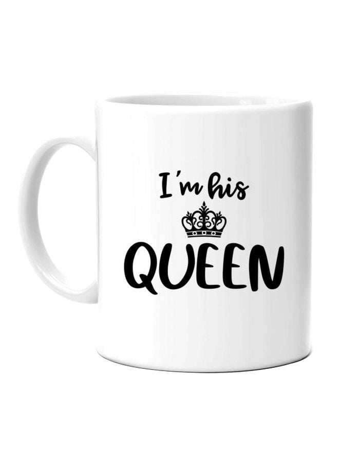 فاست برينت مج بطبعة تحمل عبارة I Am His Queen أبيض/ أسود