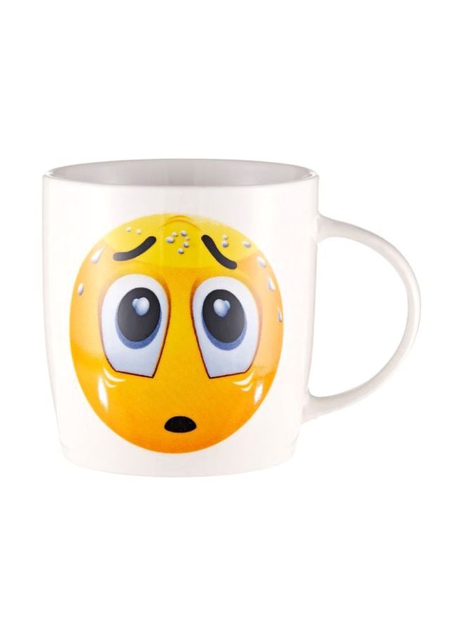 فاست برينت مج مزين بطبعة وجه حزين أبيض/أصفر/أسود