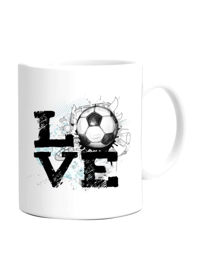 فاست برينت مج قهوة بطبعة رسمة "Football Love" أبيض/ أسود Standard Size