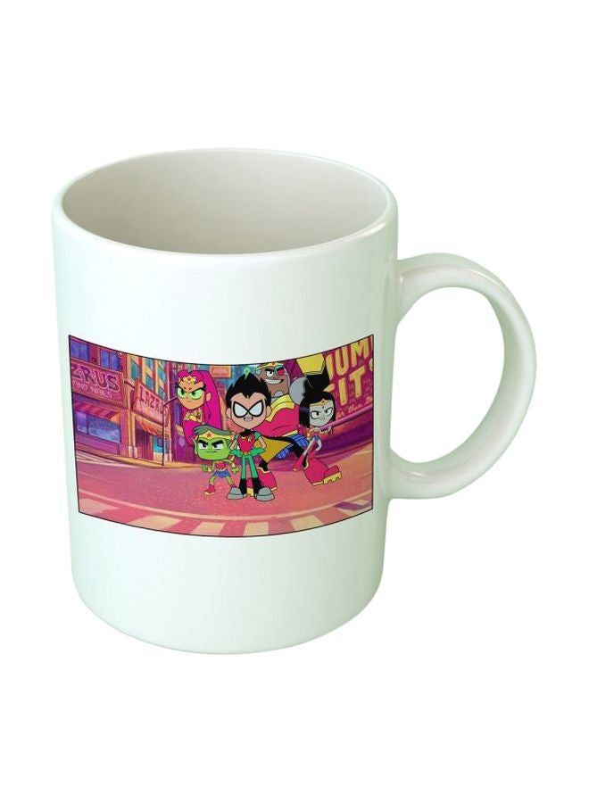 Fast Print Teen Titans Printed Ceramic Mug White/Pink/Green