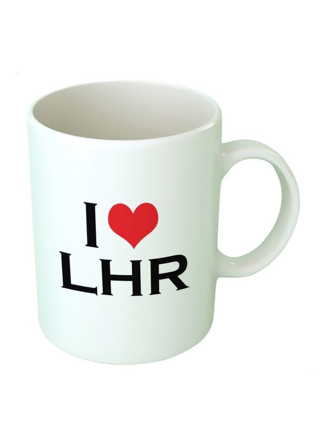 فاست برينت مج مزين بطبعة "I Love LHR" أبيض/أسود/أحمر